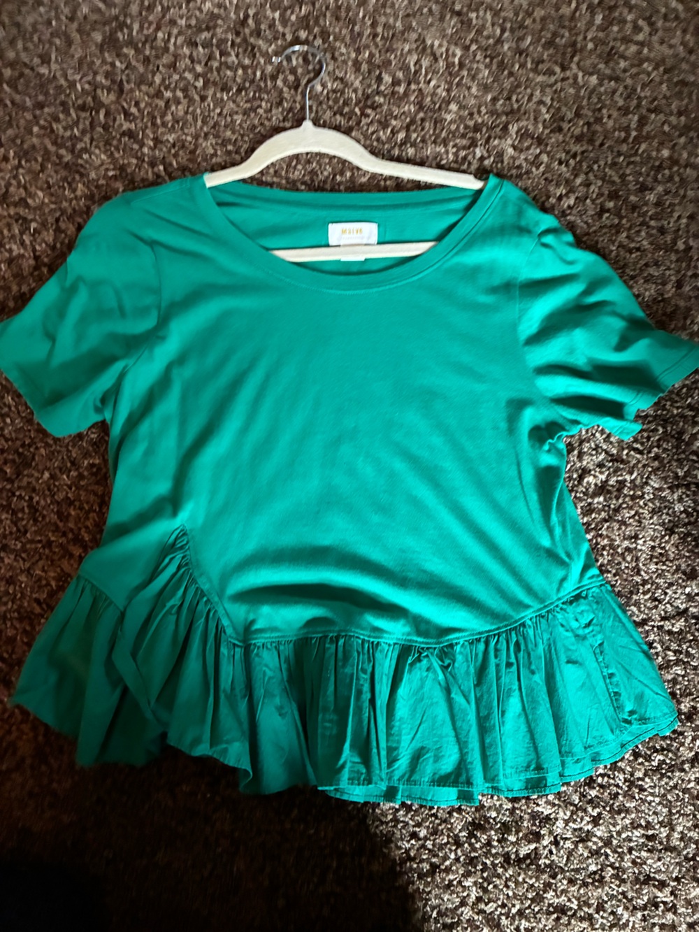 Maeve Teal Ruffle-Hem Short Sleeve Tunic
